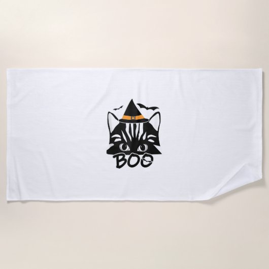 Serviette De Plage Chat Kitten Kitty Novelty Funny Halloween Éffrayan (Devant)