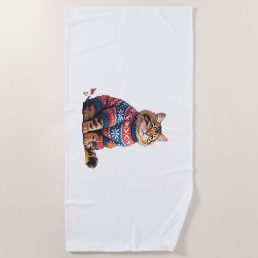 Serviette De Plage Chat Leaf Automne Bonjour Automne Funny Chat Kitte (Devant)