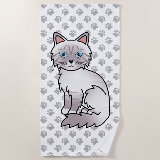 Serviette De Plage Chat mignon Lilac Point Tabby Birman / Ragdoll & p (Devant)