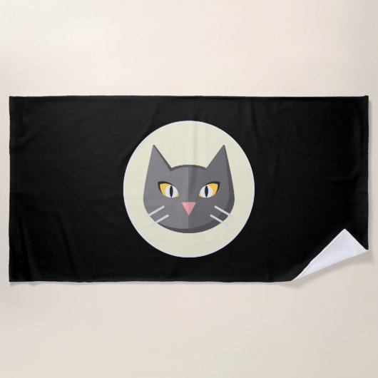 Serviette De Plage Chat noir (Devant)