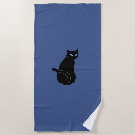 Serviette De Plage Chat noir (Devant)
