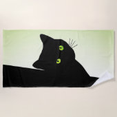 Serviette De Plage Chat noir à oreille verte (Devant)