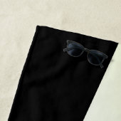 Serviette De Plage Chat noir à oreille verte (En situation)