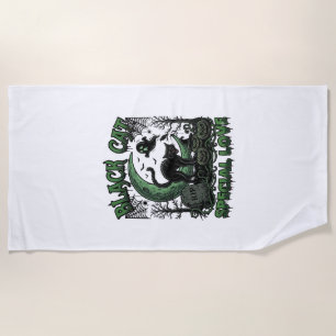 Serviette De Plage Chat Noir Amour Spécial Haloween Croissant Lune Fa