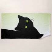 Serviette De Plage Chat noir aux yeux verts (Devant)