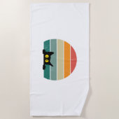 Serviette De Plage Chat noir Coucher de soleil Coucher de soleil Vint (Devant)