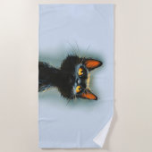 Serviette De Plage Chat noir enchanté (Devant)
