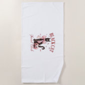 Serviette De Plage Chat noir Halloween Coquette Social Club Bow rose (Devant)