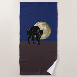 Serviette De Plage Chat Noir Halloween Prowling Sur Une Nuit De Plein