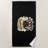 Serviette De Plage Chat noir mignon Halloween Citrouille T-shirt surd (Devant)
