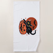Serviette De Plage Chat noir, Nostalgique T-shirt classique Halloween (Devant)