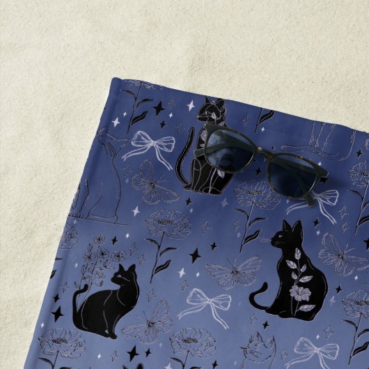 Serviette De Plage Chat noir Pride Bouton Lesbienne - Mystical Witchy (En situation)