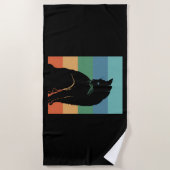 Serviette De Plage Chat noir Retro Vintage (Devant)