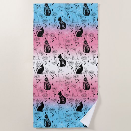 Serviette De Plage Chat noir Transgenre Pride - Mystical Witchy (Devant)