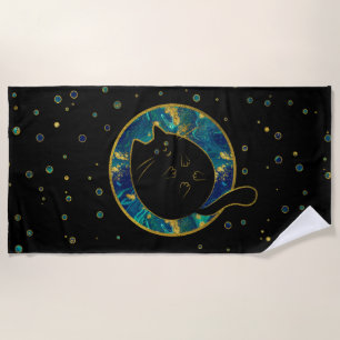 Serviette De Plage Chat potelé noir drôle