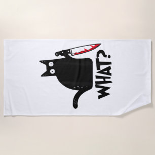 Serviette De Plage Chat Qu'est-ce que_ Drôle Chat Noir