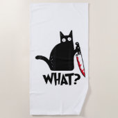 Serviette De Plage Chat Qu'est-ce que_ Drôle Chat Noir (Devant)
