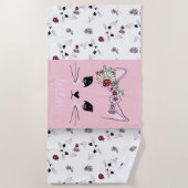 Serviette De Plage Chat rose (Devant)