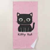 Serviette De Plage Chat rose et noir mignon (Devant)