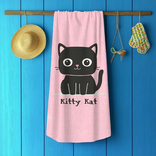 Serviette De Plage Chat rose et noir mignon