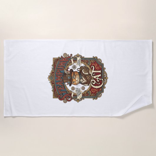 Serviette De Plage Chat Steampunk Steampunk Chat Vintage (Devant)