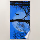 Serviette De Plage Chat sur un fil Lune Bleue (Devant)