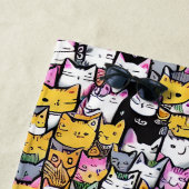 Serviette De Plage Chat visage mignonette kittie animaux motif doodé (En situation)