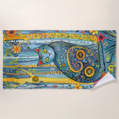 Serviette De Plage Chat Whimsical (Devant)