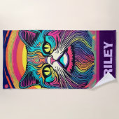Serviette De Plage Chat zen moderne (Devant)
