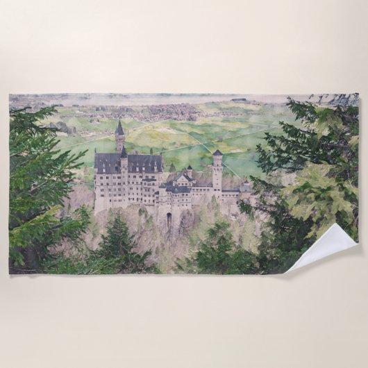 Serviette De Plage Château Retro Neuschwanstein en Allemagne (Devant)
