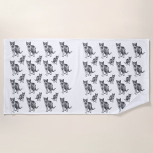 Serviette De Plage Chaton gris