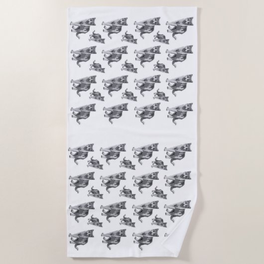 Serviette De Plage Chaton gris (Devant)