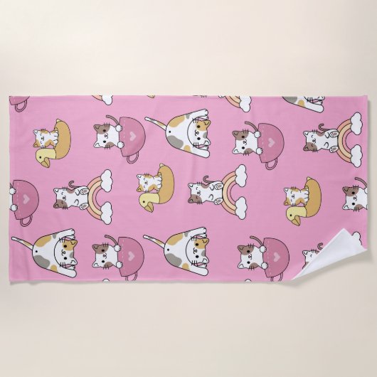 Serviette De Plage Chats Adorables (Devant)