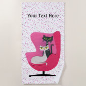 Serviette De Plage Chats blancs noirs fantaisie en chaise du milieu d (Devant)