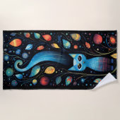 Serviette De Plage Chats bleus (Devant)