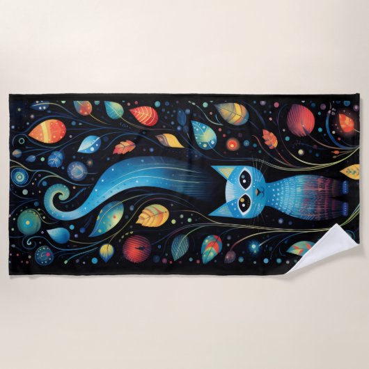 Serviette De Plage Chats bleus (Devant)