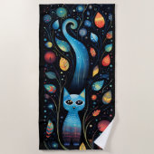 Serviette De Plage Chats bleus (Devant)