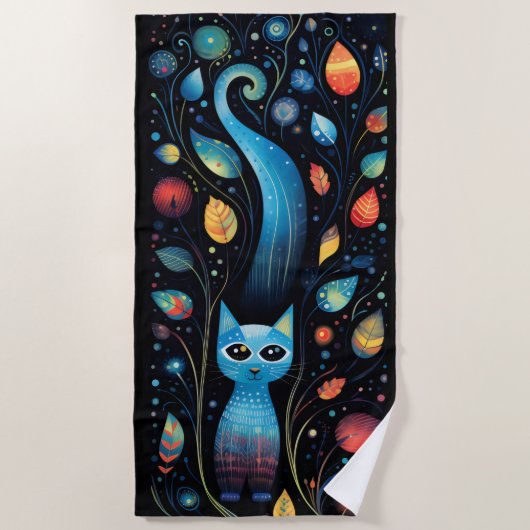 Serviette De Plage Chats bleus (Devant)