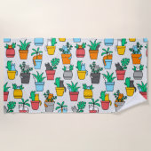 Serviette De Plage Chats dans les pots à fleurs (Devant)