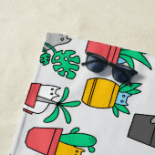 Serviette De Plage Chats dans les pots à fleurs (En situation)