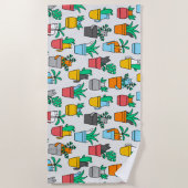 Serviette De Plage Chats dans les pots à fleurs (Devant)