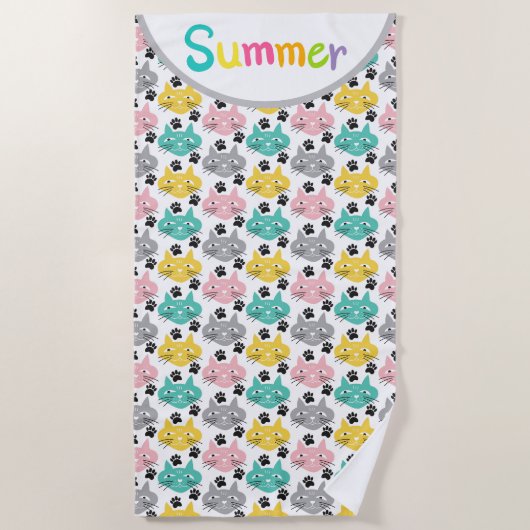 Serviette De Plage Chats d'été  (Devant)