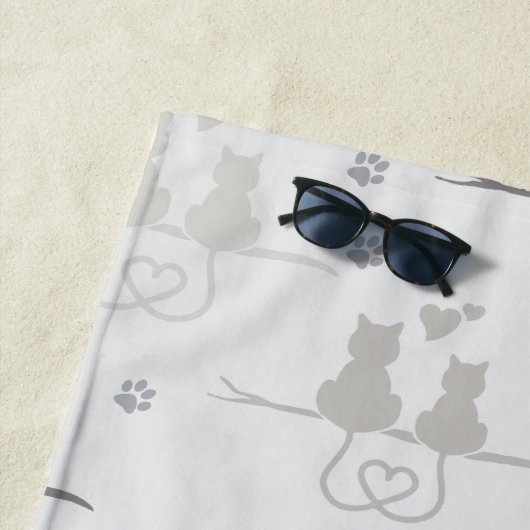Serviette De Plage Chats en amour Animaux modernes Silhouette Motif (En situation)