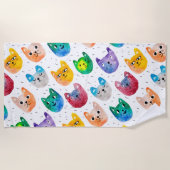 Serviette De Plage Chats et amis à l'aquarelle (Devant)