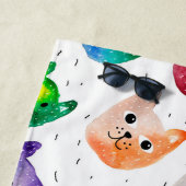 Serviette De Plage Chats et amis à l'aquarelle (En situation)