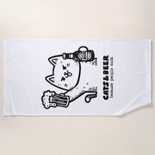 Serviette De Plage Chats et bière 1 (Devant)