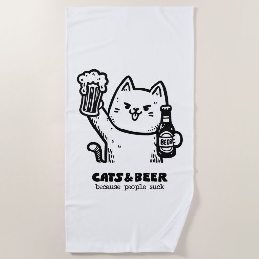 Serviette De Plage Chats et bière 1 (Devant)
