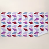 Serviette De Plage Chats et Coeurs Motif (Devant)