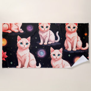 Serviette De Plage Chats et étoiles