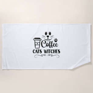 Serviette De Plage Chats Halloween sorcières de café Anniversaire